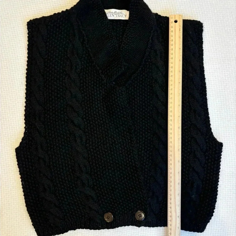 Wool Sweater Vest Womens S Cable Knit Chunky  Eclectic Grandpa Cottagecore - Picture 6 of 8
